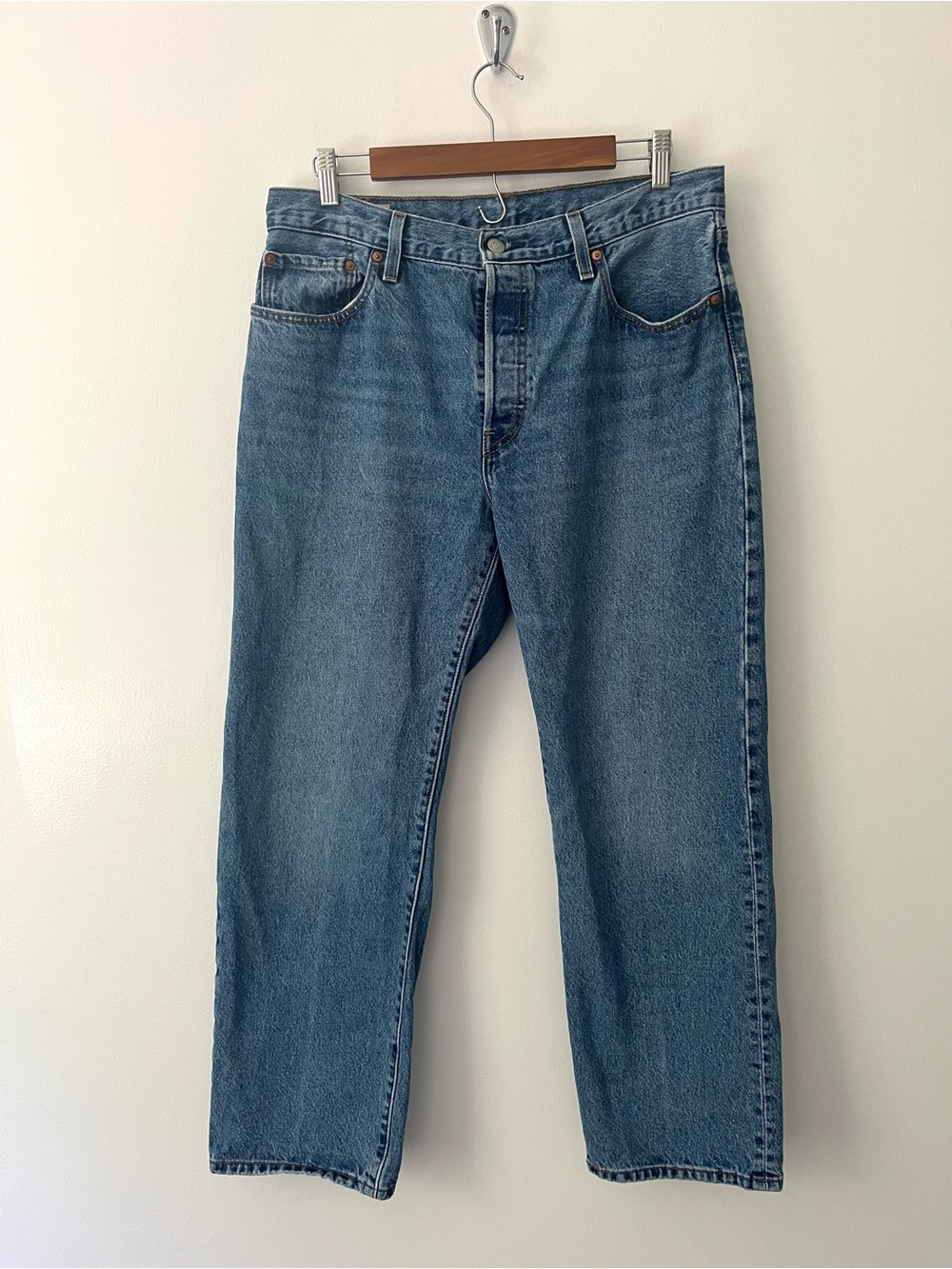Levis Premium 501 90s Straight Blue Jeans Button Fly Rigid 100% Cotton 31